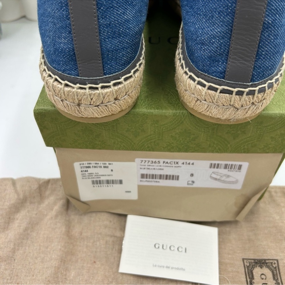 Men’s Gucci, blue denim ESPADRILLES size 8, made in Spain - Picture 8 of 10